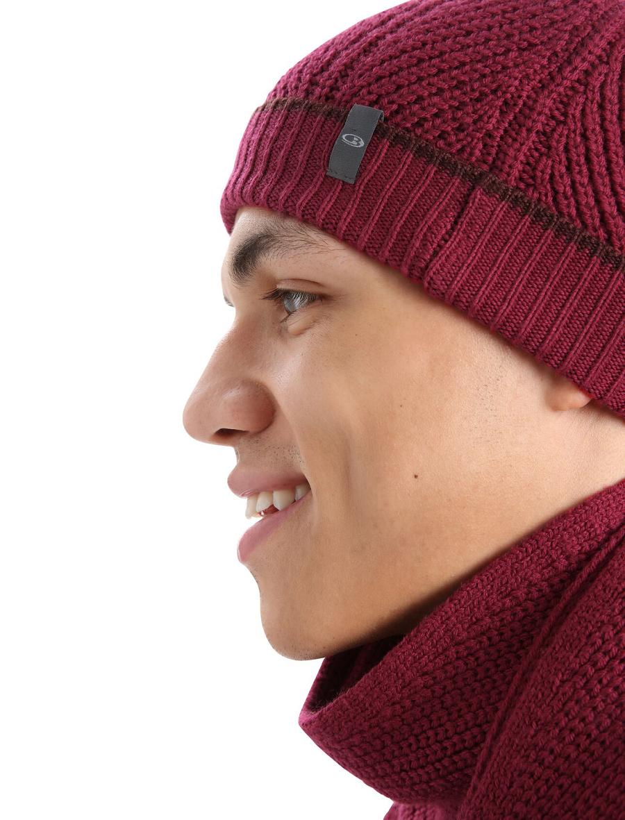 Cherry / Espresso Icebreaker Unisex Merino Waypoint Beanie Men's Hats | AU 1092HAPK